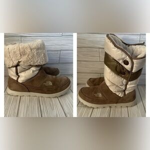 The North Face Thermoball Roll Down Pull On Winter Boots Leather Womens